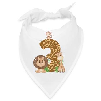3. Geburtstag Dschungeltiere Giraffe Löwe Affe - Bandana - Weiß - Vorne