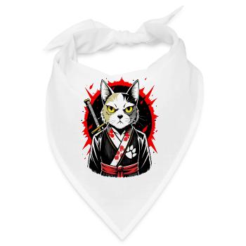Samurai-Katze - Bandana - Weiß - Vorne