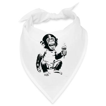 Verspielter Affe mit Eiscreme-Design - Bandana - Weiß - Vorne
