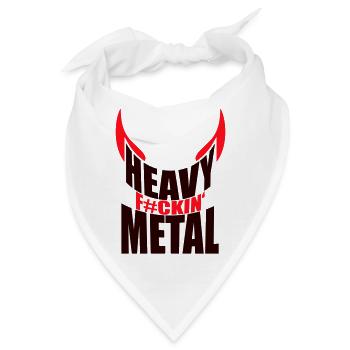 Heavy F#ckin' Metal Hard Rock Music Text Fun Zitat - Bandana - Weiß - Vorne