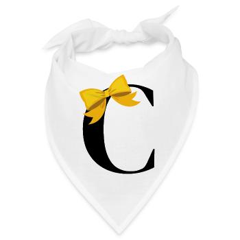 Buchstabe c gelbe Schleife - Bandana - Weiß - Vorne