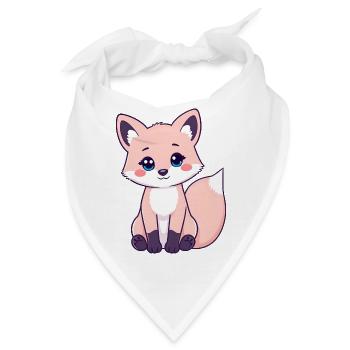 Neugieriger roter getigerter Fuchs mit auffälligen rosa Wangen - Bandana - Weiß - Vorne