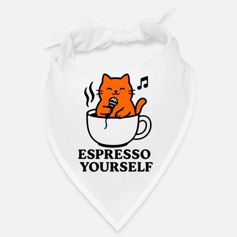 Red cat, espresso cup, coffee, singing, express Bandana
