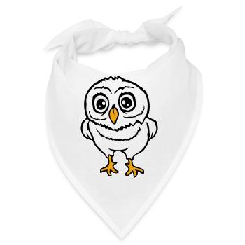 Eule Vogel Uhu Nachtvogel Schleiereule Kauz Comic - Bandana - Weiß - Vorne