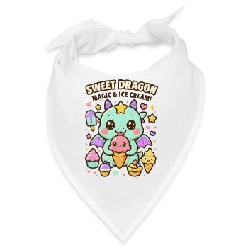 Süßer, süßer Kawaii-Drache mit cremigen Köstlichkeiten - Bandana - Weiß - Vorne