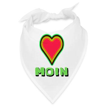 Herzdesign mit leuchtender Umrandung Moin aus Lieb - Bandana - Weiß - Vorne