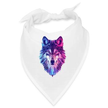 Geometrischer Wolf in Neonfarben - Bandana - Weiß - Vorne