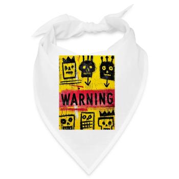 Expressionistische Totenkopfkunst mit Warnmeldung - Bandana - Weiß - Vorne