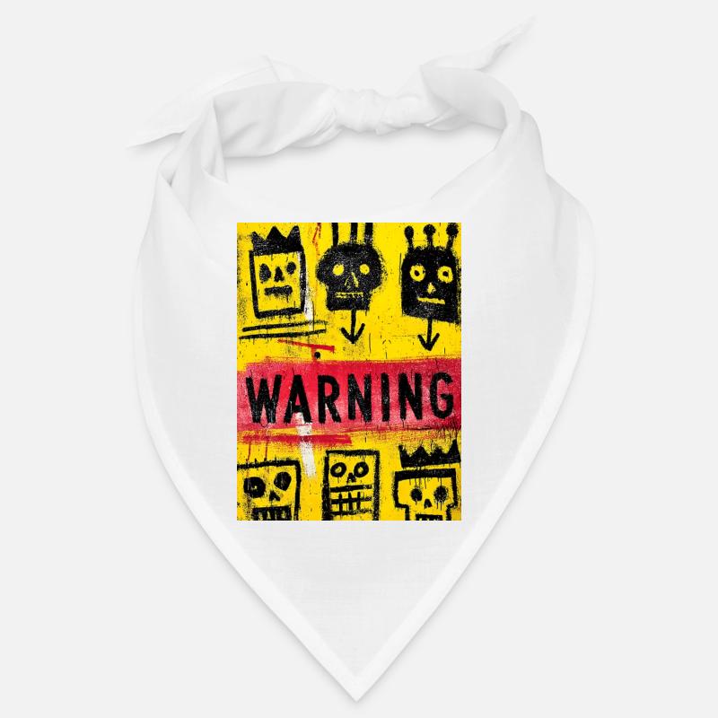 Expressionist Skull Art with Warning Message Bandana