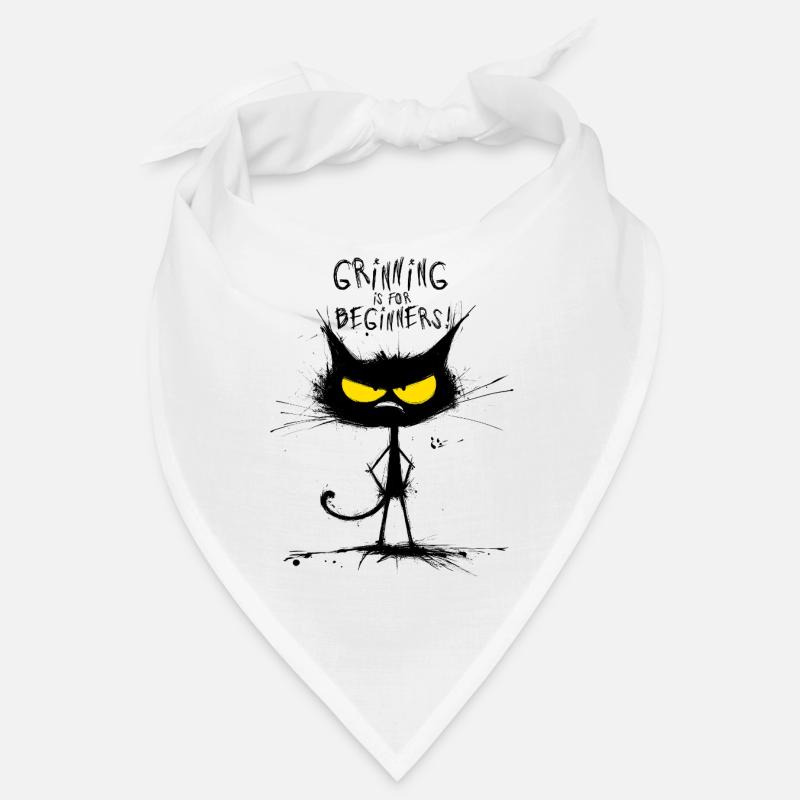Grumpy Black Cat  – Smiling Is for Beginners Bandana