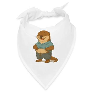 Lustiger Otter mit Wohlfühlbauch - Bandana - Weiß - Vorne