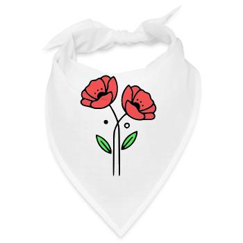 mohnblume-mohnblumen-minimalistisch-line-art-5 - Bandana - Weiß - Vorne