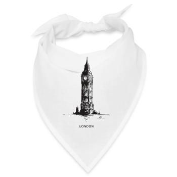 London Clock Tower Silhouette - Bandana - Weiß - Vorne