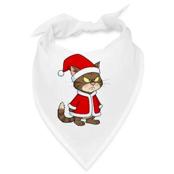 Katze Weihnachten grimmig lustig - Bandana - Weiß - Vorne