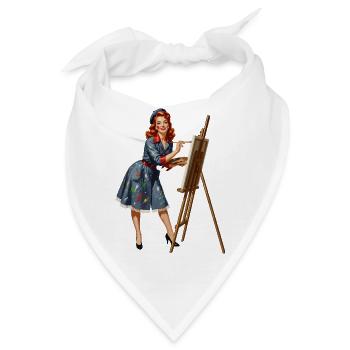 Retro-Pin-up-Malung auf Leinwand - Bandana - Weiß - Vorne