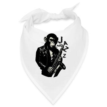 Noir Jazz Monkey Sax - Bandana - Weiß - Vorne