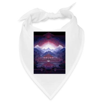Psy Art - Pagode in Berglandschaft - Bandana - Weiß - Vorne