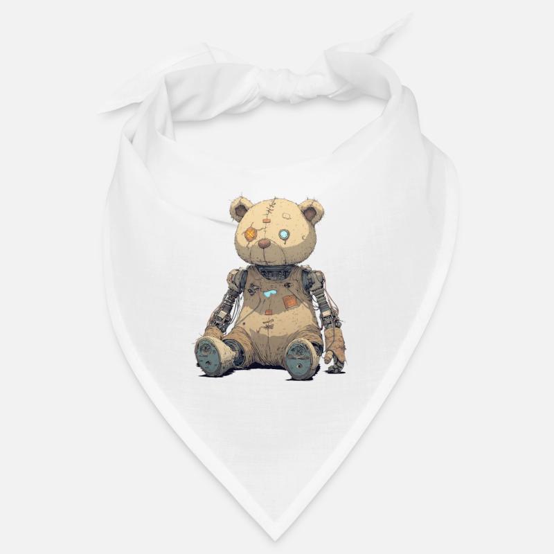 Geflickter Teddybär in Rusty Robot Bandana