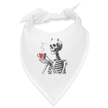 Teuflisches Kaffee-Skelett - Bandana - Weiß - Vorne