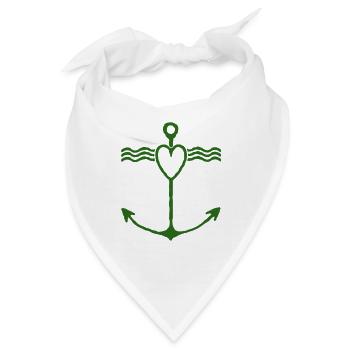 Herzanker mit Wellenlinien - Bandana - Weiß - Vorne