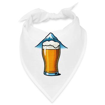 Bierglas vor Berggipfel - Bandana - Weiß - Vorne