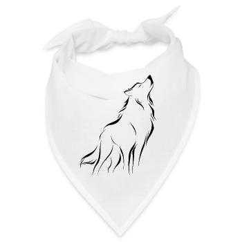 Minimalistische und symbolische Wolfssilhouette - Bandana - Weiß - Vorne