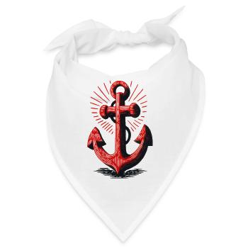 Rotes Anker Sonnenstrahl Muster - Bandana - Weiß - Vorne