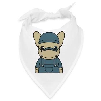 Frenchie Pflegekraft OP Maske - Bandana - Weiß - Vorne