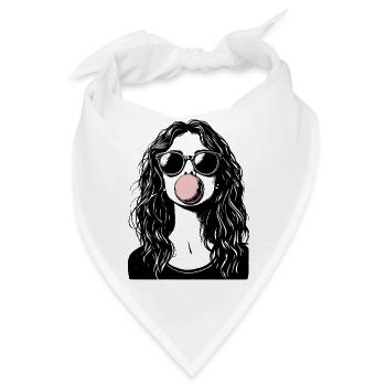 Cooles Mädchen bläst Kaugummi - Bandana - Weiß - Vorne