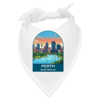 Perth, Australien Swan River Reiseplakat-Kunst - Bandana - Weiß - Vorne