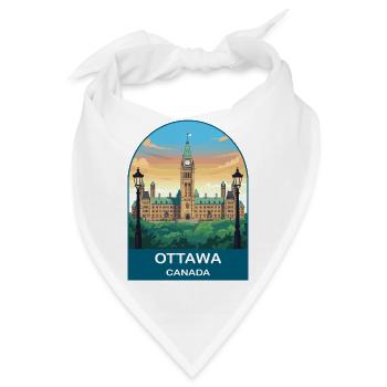 Ottawa, Kanada, Parlamentshügel Reiseplakatkunst - Bandana - Weiß - Vorne