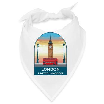 London UK Vintage Travel Poster Art - Bandana - Weiß - Vorne