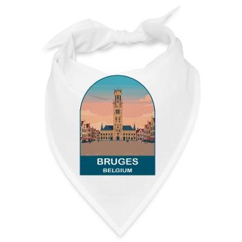 Brügge Belgien Vintage-Reiseplakat-Kunst - Bandana - Weiß - Vorne