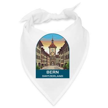 Bern Schweiz Vintage-Reiseposter-Kunst - Bandana - Weiß - Vorne