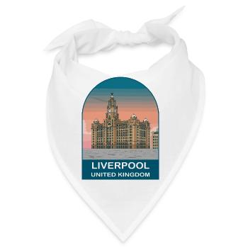 Liverpool UK Vintage-Reiseplakat-Kunst - Bandana - Weiß - Vorne