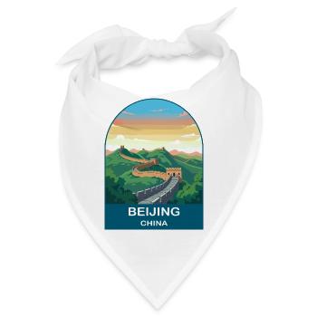 Peking China Große Mauer Vintage-Reiseplakat - Bandana - Weiß - Vorne