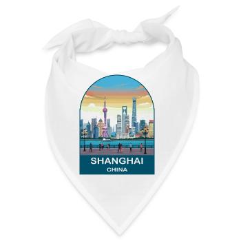 Shanghai China Vintage-Reiseplakat-Kunst - Bandana - Weiß - Vorne
