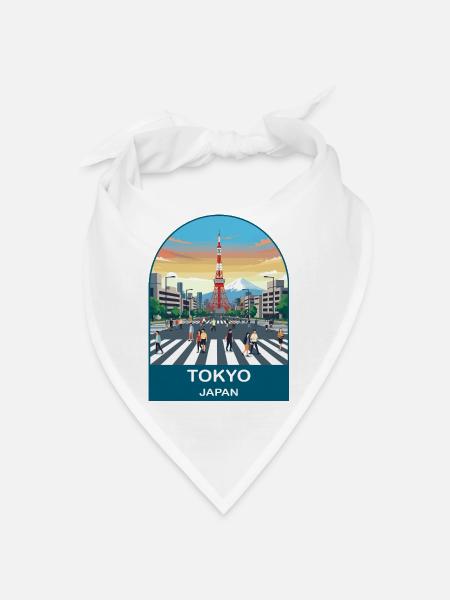 Tokyo Japan Skyline Vintage-Reiseposter - Bandana Dreieckstuch - Weiß