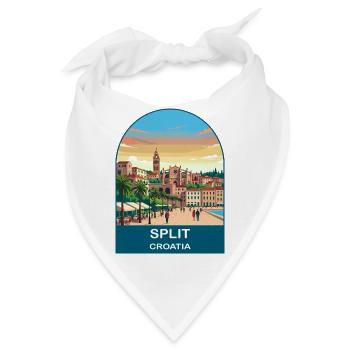 Split Kroatien Vintage-Reiseplakat-Kunst - Bandana - Weiß - Vorne