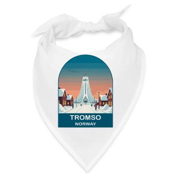 Tromso Norwegen Vintage-Reiseplakat-Kunst - Bandana - Weiß - Vorne