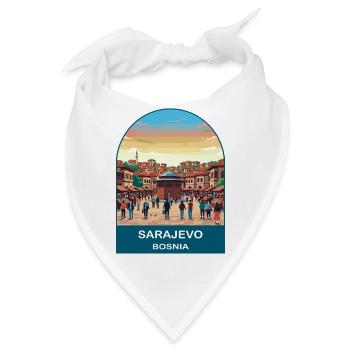 Sarajevo Bosnien Vintage-Reiseplakat-Kunst - Bandana - Weiß - Vorne