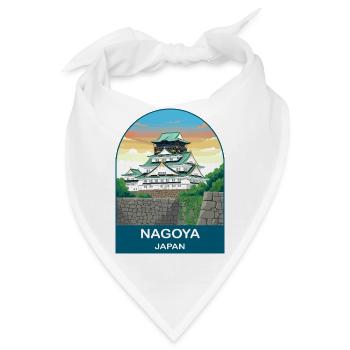 Nagoya Japan Castle Vintage-Reiseplakat-Kunst - Bandana - Weiß - Vorne