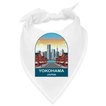 Yokohama Japan Minato Mirai Reiseplakat - Bandana - Weiß - Vorne