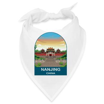 Nanjing China Ming Palast Vintage-Reiseplakat - Bandana - Weiß - Vorne