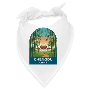 Chengdu China Bamboo Bridge Vintage-Reisekunst - Bandana - Weiß - Vorne