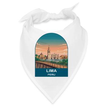 Lima Peru Cityscape Vintage-Reiseposter-Kunst - Bandana - Weiß - Vorne