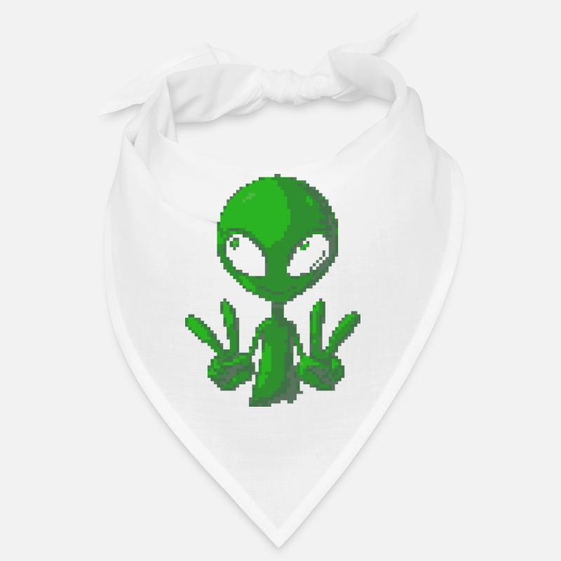 Pixel grünes Alien-Peace-Zeichen-Tee Bandana