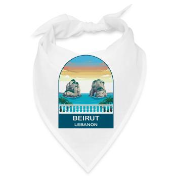 Beirut Lebanon Pigeon Rocks Vintage-Reiseplakat - Bandana - Weiß - Vorne