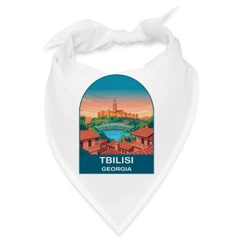 Tbilisi Georgia Vintage Skyline Reiseplakat - Bandana - Weiß - Vorne