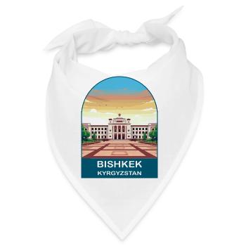 Bischkek-Kirgisistan Vintage-Stadtreise-Poster - Bandana - Weiß - Vorne